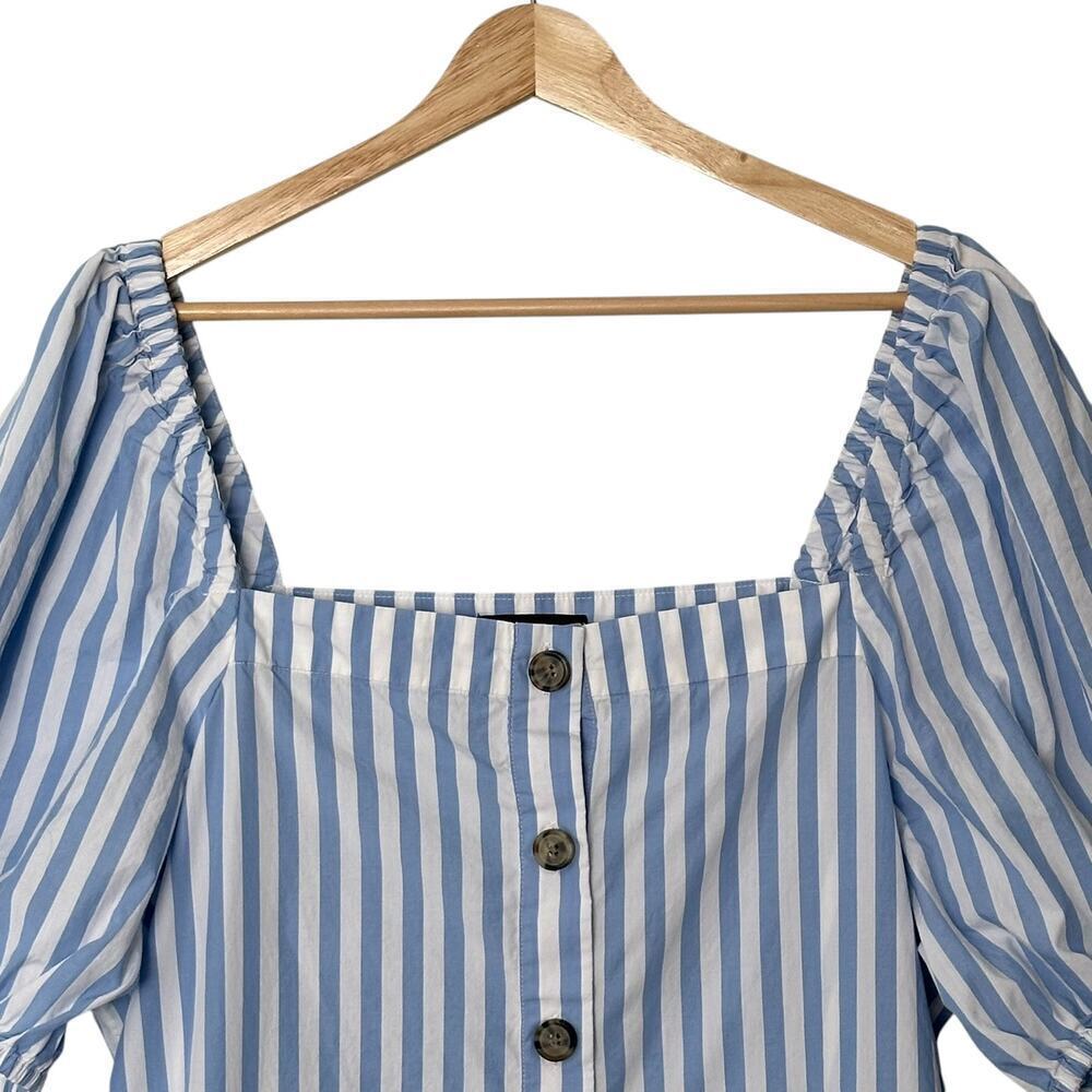 J Crew Harborfront Carol Stripe Button Down Cotton Puff Sleeve MIDI Dress (XL) - Picture 5 of 16